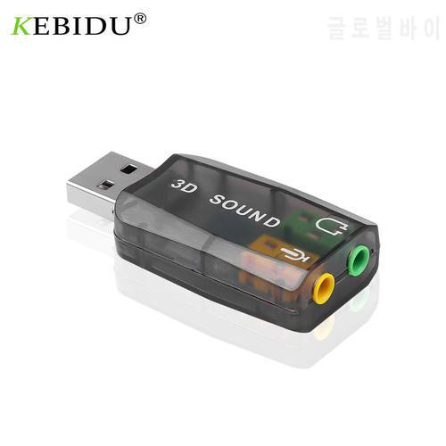 Kebidu External USB Sound Card Usb To 3.5mm Mic Headphone Jack Stereo 3D Headset Audio Adapter Speaker Interface For Laptop PC