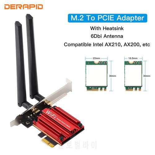 M.2 Wifi Card To PCI-Express X1/4/8/16 Slot Adapter Converter For AX210,AX200,9260,8265 WiFi Bluetooth For Desktop/PC Wifi 6E