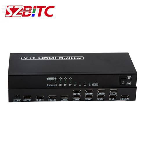 SZBITC 12 Ports HDMI Splitter 1x12 4K 1 in to 12 Out Video Displays Distributer Converter For HDTV,Plug and Play
