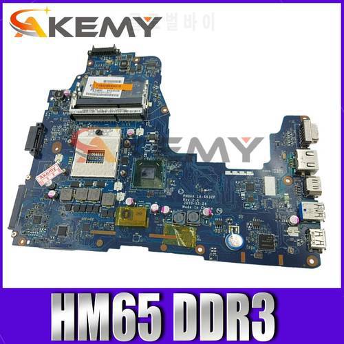 Akemy For Toshiba Satellite P755 P750 A665 A660 Laptop Motherboard PHQAA LA-6832P REV:2.0 MAIN BOARD HM65 DDR3