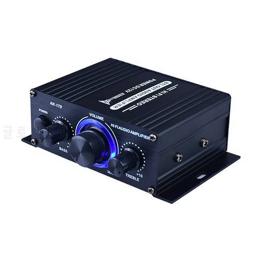 AK-170 Bluetooth HiFi Digital Stereo Audio Power Amplifier 400w 12v FM Microphone LED Mini Car Home Theater Sound Amplifier Card