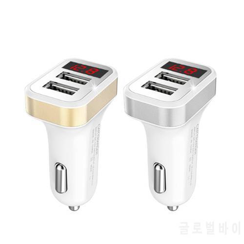2.1A Dual USB Digital LED Voltage Current Display Car Charger Adapter For Phone