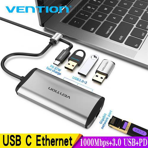 Vention USB C Ethernet USB-C to RJ45 Lan Adapter Hub for MacBook Pro Samsung Galaxy S20/Note 10 Type C Network Card USB Ethernet