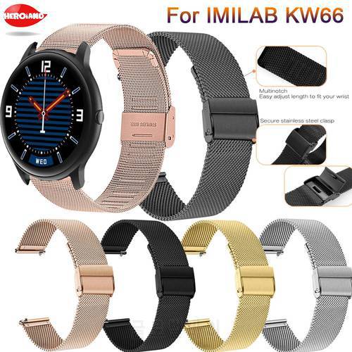 New Milanese strap For IMILAB KW66 / YAMAY SW022 Smart Watch 22mm bracelet Stainless Steel For MI Watch Color Wristband Bracelet