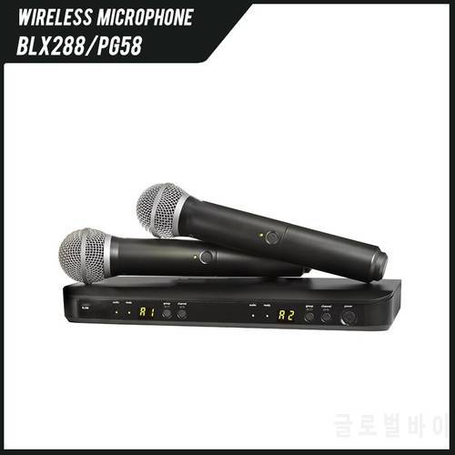 BLX288/PG58 2 channel wireless microphone with BLX88 reciver and PG58 handheld microphone for Karaoke Stage Performance