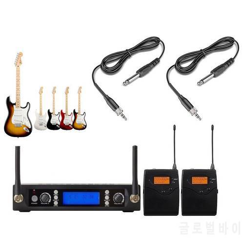 Bolymic Dual Guitar Cable Wireless Microphone System Stage Performance Mic Guitar