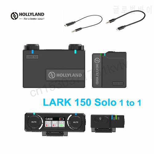 Hollyland LARK 150 Solo Wireless Lavalier Microphone System 2.4 GHz Digital TX RX Combo Kit Mic for DSLR Camera Smartphone
