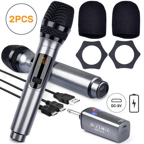2 PACK K380S wireless microphone Microphone Video Mic UHF Handheld Wireless Microphone Mic 2 Mic & 1 Receiver For Family KTV