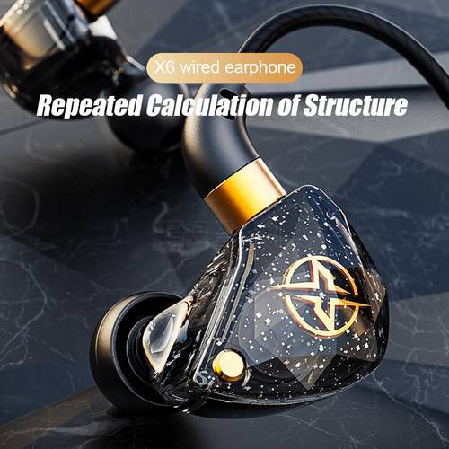 X2/X6 Universal 3.5mm Wired Gaming Headset Hifi Wired Earphone Noise Reduction Sport Earphones In-ear Bass Headphones for Phones