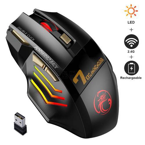 RGB Wireless Mouse Gamer Computer Mouse Ergonomic Gaming Mouse Silent Rechargeable Mouse Wireless USB Mouse For Laptop PC