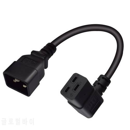 IEC320 Female C19 to Male 1pcs C20 Right Left Angled Power Mains Extension Cable 0.1m for PDU UPS 16A Heavy-Duty Computer