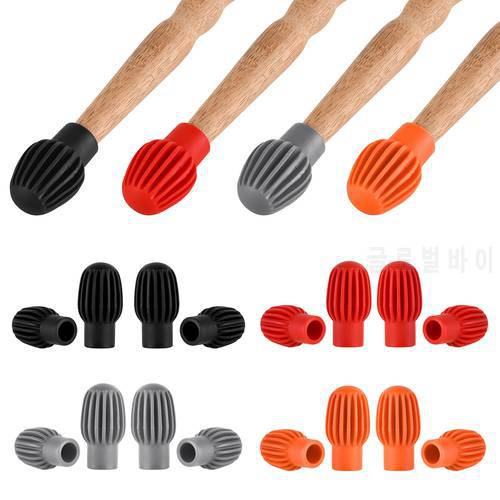 2pcs Silicone Drum Stick Head Rubber Sleeve Drumstick Mute Damper Drum Silent Practice Tips for Beginner Percussion Accessories