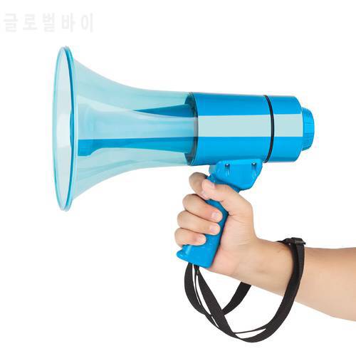 Waterproof Portable Megaphone Speaker Bullhorn Voice and Siren Alarm Modes Volume Control and Strap with 1.5W Led Light