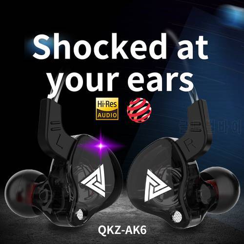 Original QKZ AK6 Headphones With Cable and Microphone 3.5mm Plug Earpiece Earphone With Wire Noise Canceling Headphone Hifi Sale