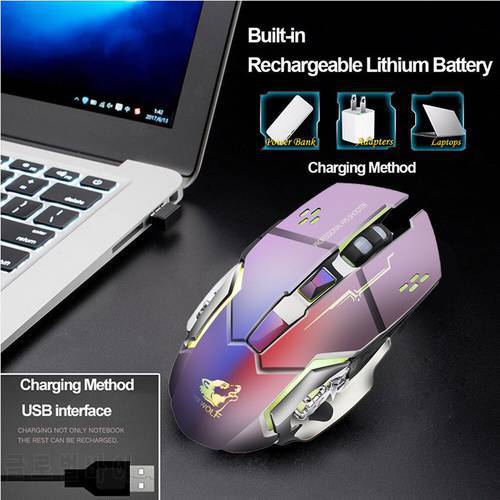 Rechargeable Wireless Mouse Raton Gaming Mouse Silent LED Backlit USB Optical Mouse Gamer For PC Laptop Computer Mouse 6