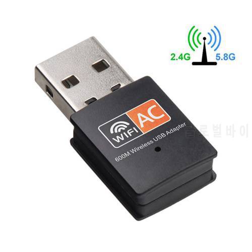600Mbps Network Card USB WiFi Adapter 2.4GHz 5GHz WiFi Antenna Dual Band 802.11b/n/g/ac Mini Wireless Computer Receiver