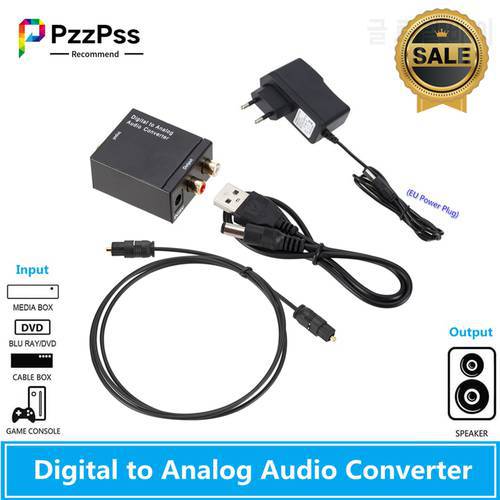 PzzPss USB Digital to Analog Audio Converter DAC Amplifier Adapter with RCA R/L Output Coaxial Optical SPDIF Digital Audio Out