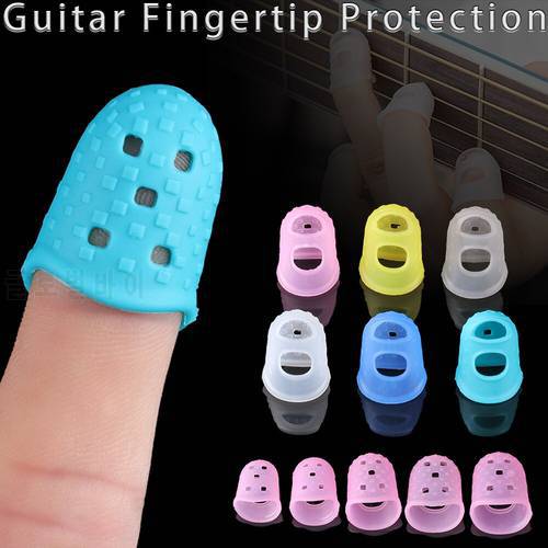 4 PCs/Set Silicone Non-slip Finger Guards Guitar Fingertip Protector Fingerstall for Ukulele Guitar Press Accessories 6 Colors