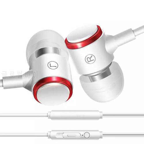 In-ear Metal Sports Music Phone Earphone with Mic for Phone Super Bass Wire Eaphone Headphone Straight Line PC Subwoofer Headset