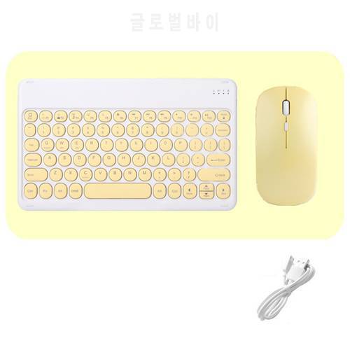Wireless Keyboard and Mouse Combos Set Round Bluetooth Russian Arabic Thai Norsk Greek For iOS iPad Android Windows Phone Tablet