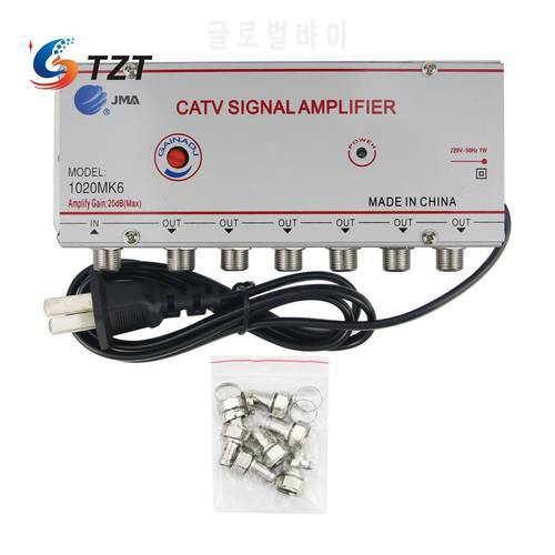 TZT JMA 1020MK6 CATV Signal Amplifier Home Cable TV Amplifier 1 Input 6 Outputs Nominal Gain 20DB