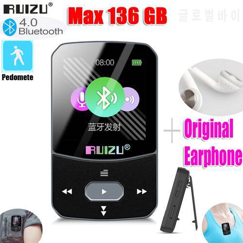 2022 Original RUIZU X52 x55 Sport Bluetooth MP3 Player 8gb Clip Mini with Screen Support Pedometer music player