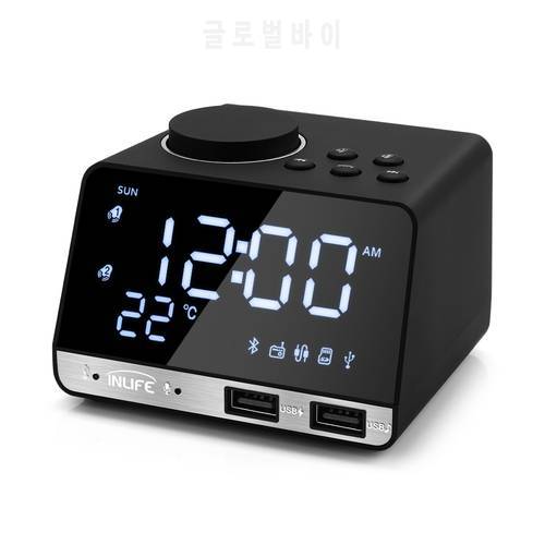 K11 Bluetooth-compatible 4.2 Radio Alarm Clock Speaker With 2 USB Port LED Digital Alarm Clock Home Decration Snooze Table Clock