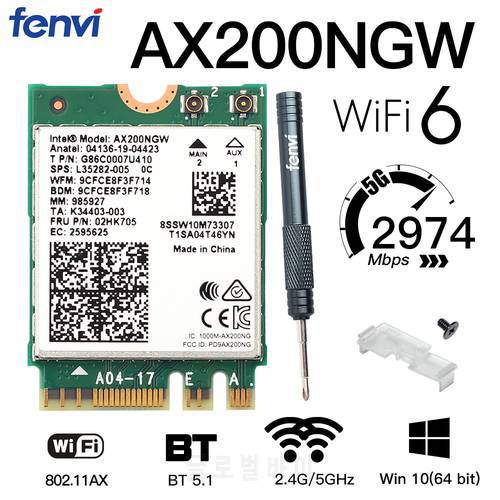3000Mbps Wi-Fi 6 AX200 M.2 NGFF 802.11AX For Bluetooth5.2 Wireless Dual Band WiFi Card WiFi 6E Intel AX210NGW Adapter 2.4G/5Ghz