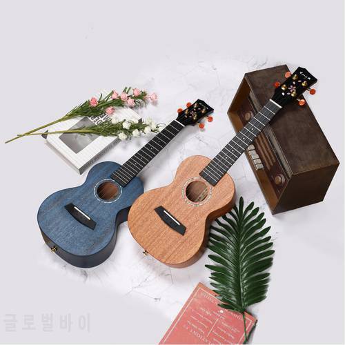 Enya Ukulele Concert Tenor 23 26 All Solid Mahogany Ukelele Accessories with Cherry Blossom Inlay including Cotton Bag and Tuner