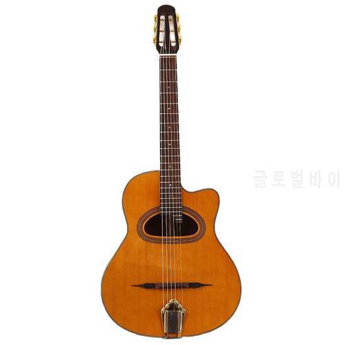 41 Inch Jango Acoustic Guitar High Gloss 6 String Folk Guitar Orange Django Guitar Gypsy Swing Jazz Solid Wood Spruce Top