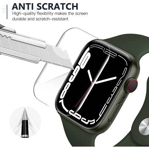 Screen Protector Film For Apple Watch Series 7 41mm 45mm Hydraulic Protective Films Clear 3D Transparent Full Cover For Series7