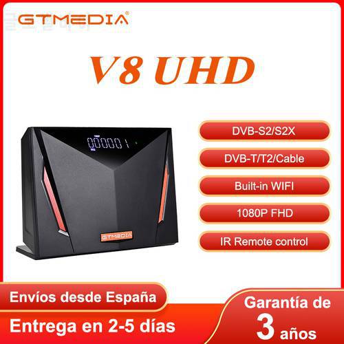 GTMEDIA V8 UHD DVB-S2/S2X/T/T2/Cable Support M3U CCAM T2-MI CA Card 1080P 4K H.265 Built-in Wifi Satellite Receiver PK V8 Turbo