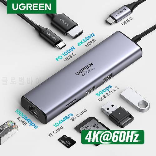 UGREEN USB C HUB 4K 60Hz Type C to HDMI 2.0 RJ45 USB 3.0 PD 100W Adapter For Macbook Air Pro iPad Pro M1 PC Accessories USB HUB