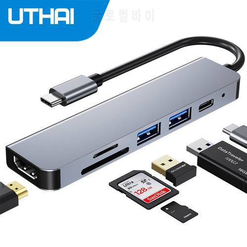 C47 Type-C Multi Adapter to HDMI-compatible 4K USB3.0 SD TF Converter For Macbook Pro 6 In 1 Dock Station For SWITCH PD Charging