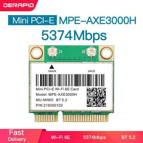 Tri Band 5374Mbps WiFi 6E AX210 Mpe-AXE3000H/ AC7265 Wireless Card BT 5.2 For Mini PCIE Wi-Fi Adapter Win10 For Desktop/Laptop