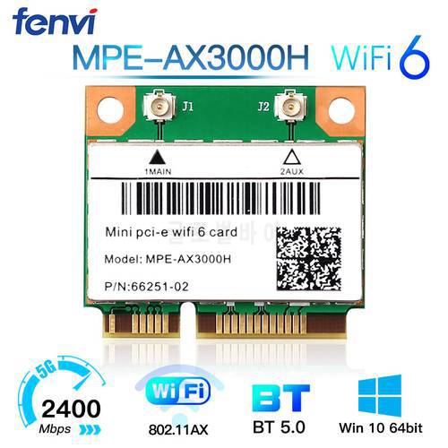 2974Mbps WiFi6 MPE-AX3000H Mini PCI-E Adapter Wireless For Bluetooth 5.2 Wifi Card 802.11ax 2.4G/5Ghz Wlan Ethernet WiFi 6 Card