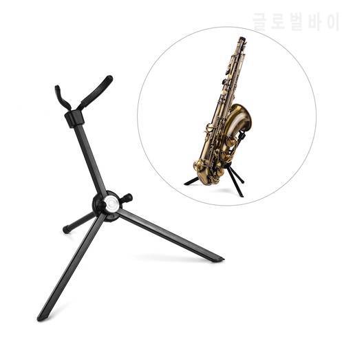 Portable Tenor Saxophone Stand Sax Floor Stand Holder Stainless Steel Foldable with Carry Bag