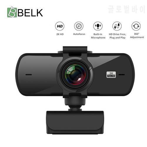 2K Webcam Drive Free Computer PC Web Camera with Microphone for Live Broadcast Video Calling Conference Work Camera Web PC