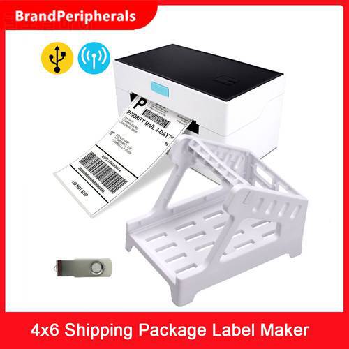 Desktop Thermal Label Printer for 4x6 Shipping Package Label Maker USB&BT Connection Thermal Sticker Printer 110mm Paper