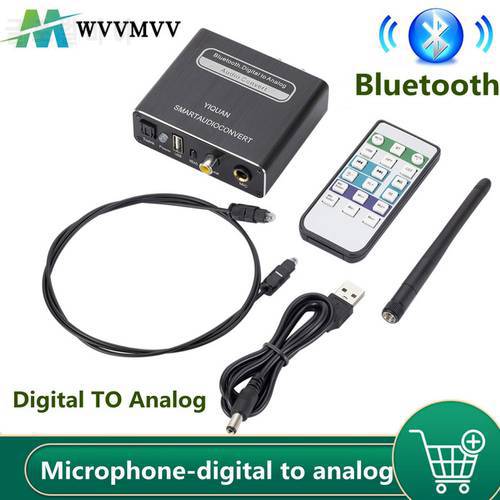 WVVMVV Bluetooth 5.0 Compatible DAC Digital to Analog Audio Converter Adapter Playback Microphone Remote Control Audio Decoder
