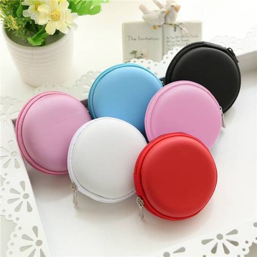 Mini Storage Box For Headphones USB Hard Case Earphone Bag Key Coin Bags Waterproof SD Card Cable Earbuds Holder Box Round Shape