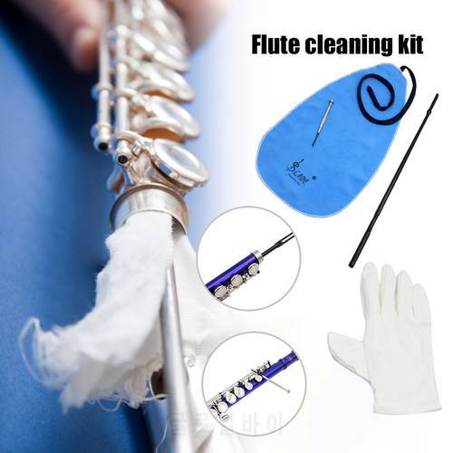 Flute Clarinet Cleaning Care Kit Stick Screwdriver Gloves with Cleaning Cloth Lightweight Portable Music Elements