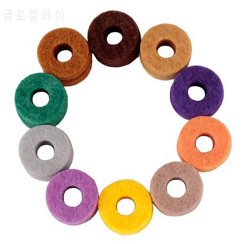 10Pcs/ Pack Cymbal Stand Felt Washer Pad Replacement Round Soft for Drum Set Cymbals (Random Color )
