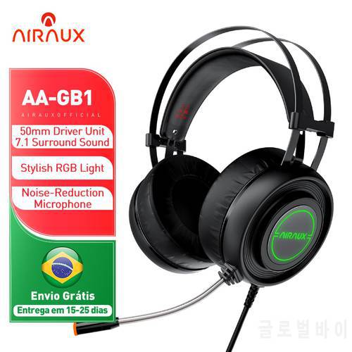 BlitzWolf AIRAUX AA-GB1 USB Gaming Headphone Virtual 7.1 Super Bass Earphone RGB Light HIFI Headset with HD Mic for PC Gamer