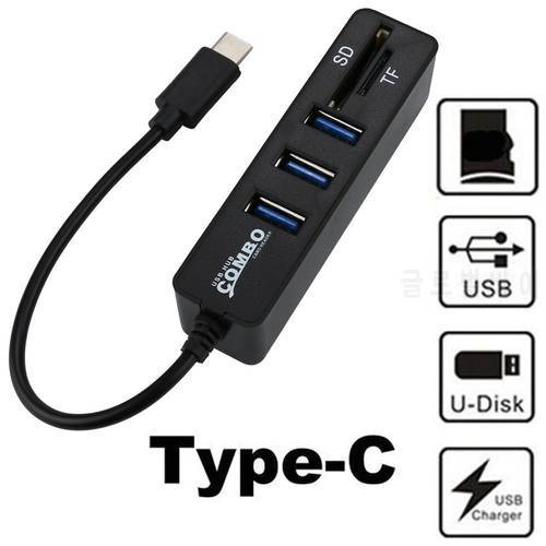 5 in 1 Type-C OTG USB 2.0 Hub Splitter 3 Ports SD TF Card Reader C HUB Type C HUB To USB 2.0 Ethernet Adapter USB C