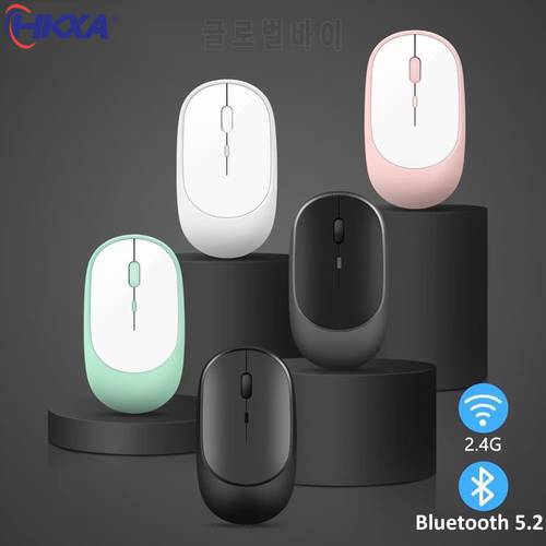 HKXA Wireless Mouse Computer Bluetooth Mouse Silent PC Mause Rechargeable Ergonomic Mouse 2.4Ghz USB Optical Mice for Laptop PC