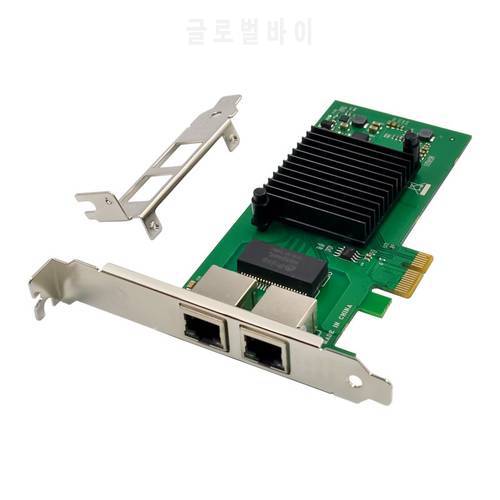 2 Port PCIE X1 1000M PCIe Gigabit Ethernet Dual Ports RJ45 Lan Network Card Chip Intel NH 82580 I340 I340-t2 Networking Server