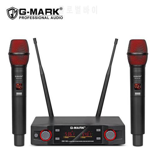 Wireless Microphone G-MARK EW100 Professional UHF Karaoke Handheld Mic Frequency Adjustable 80M For Party Band DJ Church Show