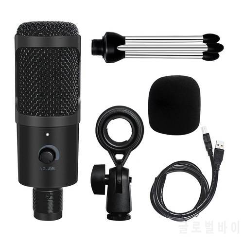 RK1 Record RGB Condenser Microphone for iPhone Android Laptop Computer Professional USB Mic with Earphone for Game Live PK BM800