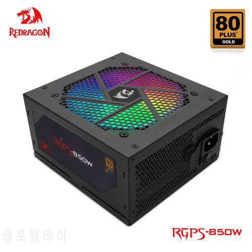 REDRAGON RGPS 850W PC RGB PSU Power Supply 80PLUS GOLD Gaming Quiet 120mm Fan 24pin ATX/EPS 12V APFC FULL MODULAR computer BTC